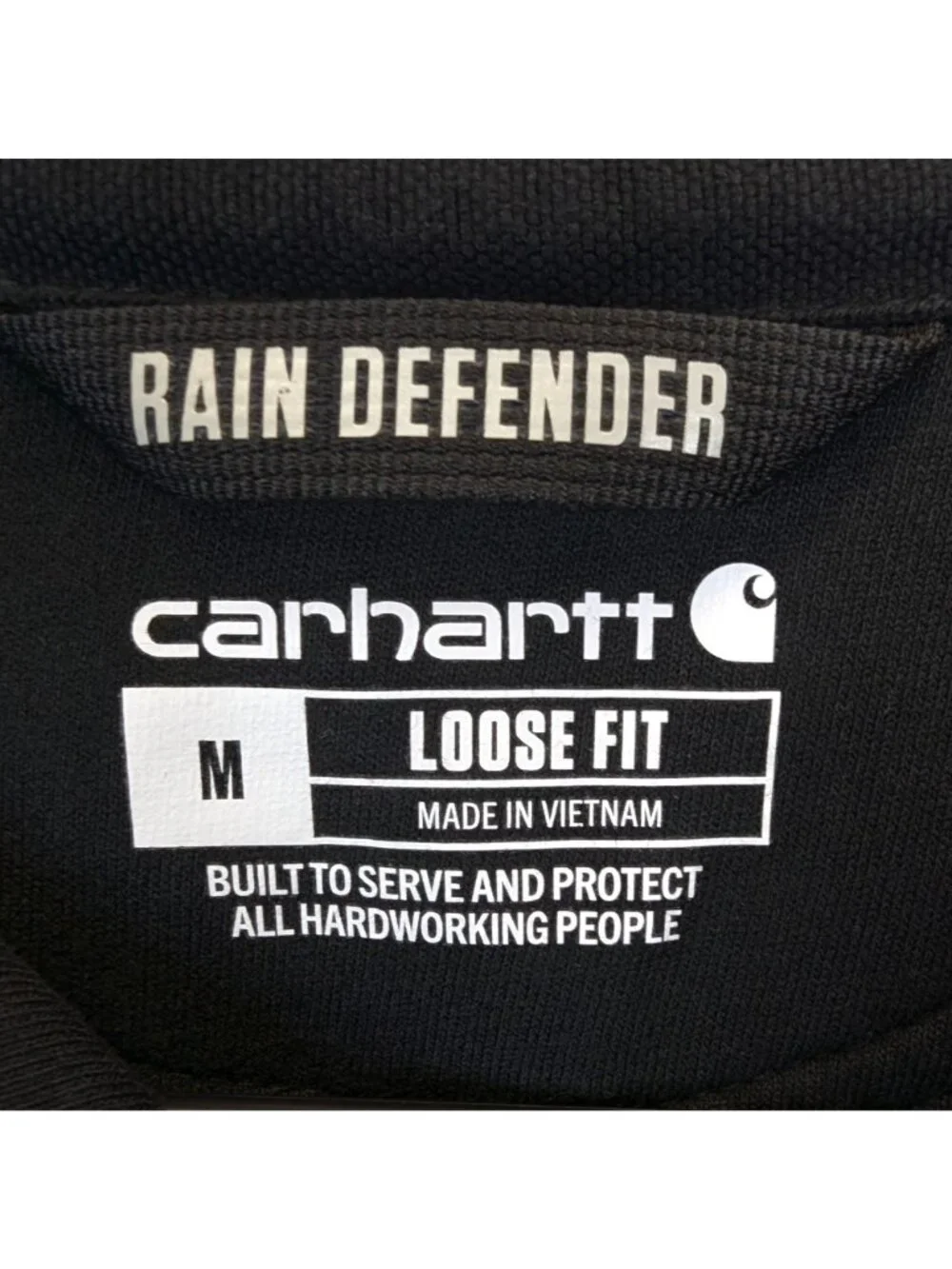 Carhartt Mens Medium Rain Defender Loose Fit Black Hoodie w Exact Sciences Logo - Picture 5 of 9